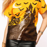 Orange & Black Halloween House Tee | Queen Of Sparkles