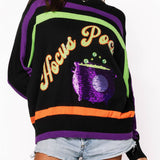 Black, Purple, Orange & Green Stripe 'Hocus Pocus' Long Sleeve Sweater | Queen Of Sparkles
