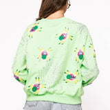 Neon Green Fuzzy Spider & Web Sweatshirt | Queen Of Sparkles
