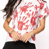 White Sequin Bloody Hands Tee | Queen Of Sparkles