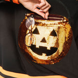 Black Halloween Pumpkin Candy Bucket Sweatshirt | Queen Of Sparkles