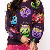 Dark Purple Multi Candy In Halloween Baskets Sweatshirts | Queen Of Sparkles
