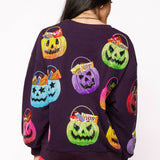 Dark Purple Multi Candy In Halloween Baskets Sweatshirts | Queen Of Sparkles