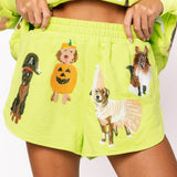 Lime Green Halloween Dogs Short | Queen Of Sparkles