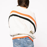White, Black & Orange 'Trick Or Treat' Long Sleeve Sweater | Queen Of Sparkles