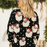Black & White Polka Dot Santa Head Sweater | Queen Of Sparkles