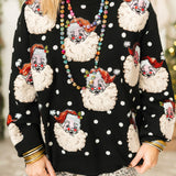 Black & White Polka Dot Santa Head Sweater | Queen Of Sparkles