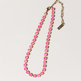 TOVA Sarina Necklace in Electric Pink Ignite Frost – detail view of electric pink crystal necklace