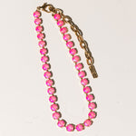 TOVA Oakland Necklace in Electric Pink Ignite Frost – detail view of electric pink crystal necklace