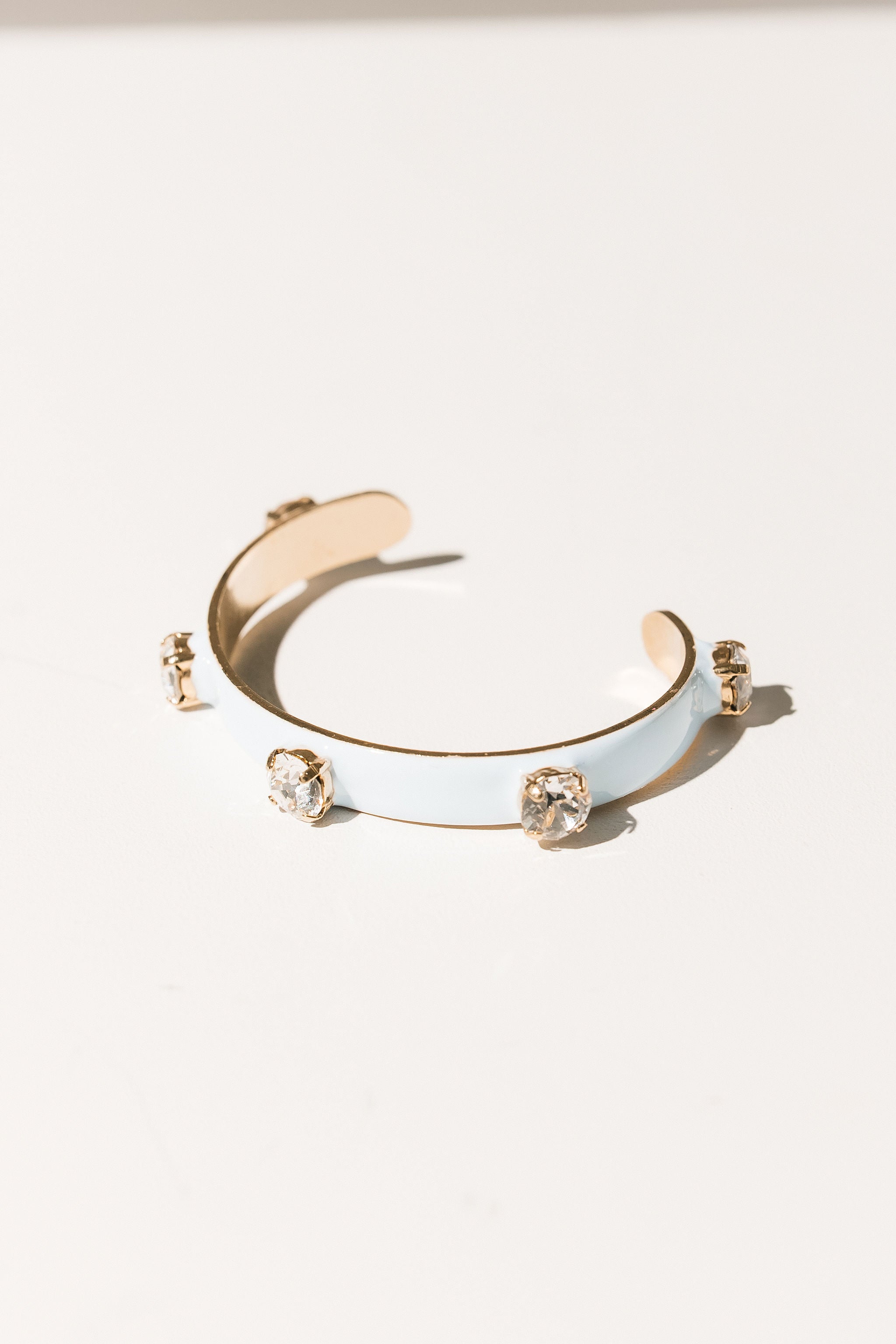TOVA Kennedy Cuff in Fairy Dust Nimblu worn on wrist – icy blue crystal cuff from Lexi Jade's Boutique