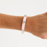TOVA Kennedy Cuff in Fairy Dust Roselune – detail view of blush shimmer crystal bracelet
