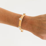 TOVA Kennedy Cuff in Fairy Dust Peachfuzz – detail view of peachy shimmer crystal bracelet