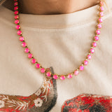 TOVA Sarina Necklace in Electric Pink Ignite Frost worn on model – sparkling pink crystal necklace from Lexi Jade's Boutique