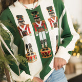 Green & Ivory Striped Nutcracker Sweater | Queen Of Sparkles