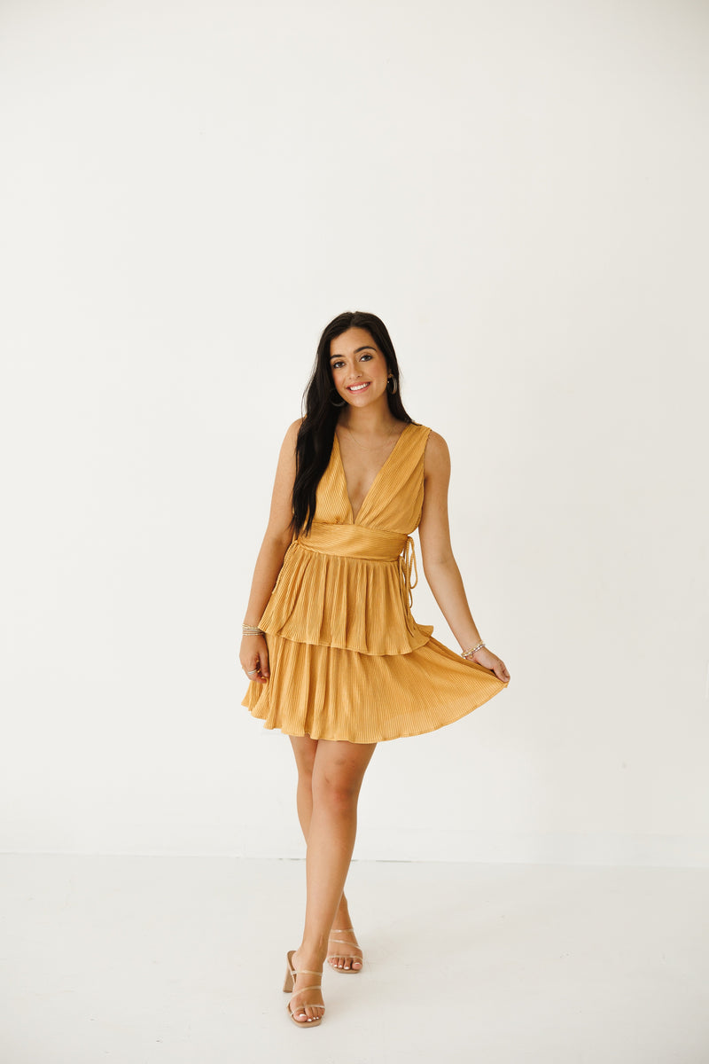 BE HERE MINI DRESS | GOLD