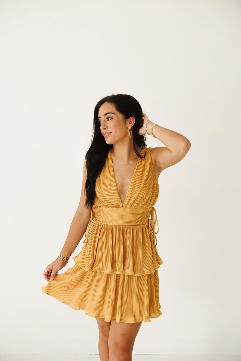 BE HERE MINI DRESS | GOLD