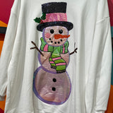 Oversized Metallic Snowman Sweatshirt Dress