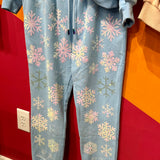 Light Blue Iridescent Snowflakes Joggers