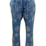 Light Blue Iridescent Snowflakes Joggers