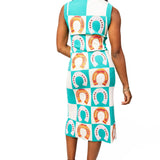 Teal Checkered Horse Shoe Knit Maxi Dress | Queen Of Sparkles