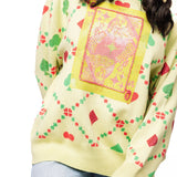 Light Green Multi QOS Card Logo & Suits Sweater | Queen Of Sparkles
