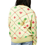 Light Green Multi QOS Card Logo & Suits Sweater | Queen Of Sparkles