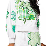 Grey Plaid Shamrock Sweatshirt | Queen Of Sparkles