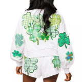 Grey Plaid Shamrock Sweatshirt | Queen Of Sparkles