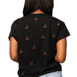 Black Mini Jeweled Cherry Tee | Queen Of Sparkles