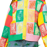 Multi Colorblock Logo Button Up Cardigan | Queen Of Sparkles