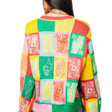 Multi Colorblock Logo Button Up Cardigan | Queen Of Sparkles