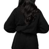 Black QOS Queen Card Rhinestone Tie Sweatshirt | Queen Of Sparkles