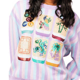 Lavender, Blue & Pink Stripe Mahjong Tile Sweater | Queen Of Sparkles
