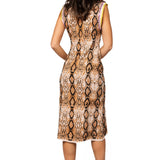 Snake Print Rainbow Trim Knit Midi Dress | Queen Of Sparkles