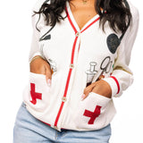White Medical Instrument Button Up Cardigan | Queen Of Sparkles