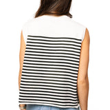 Beige & Black Striped Croissant Knit Vest | Queen Of Sparkles
