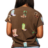 Brown Multi Cowboy Boot Tee | Queen Of Sparkles