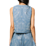 Denim Sequin Paisley Print Tie Tank | Queen Of Sparkles