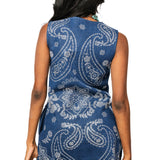 Denim Sequin Paisley Button Up Tank Dress | Queen Of Sparkles