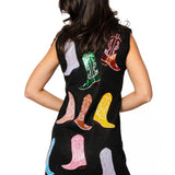 Black Knit Multi Cowboy Boot Tank Dress | Queen Of Sparkles