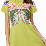 Green Patchwork Butterfly Tee Dress | Queen Of Sparkles