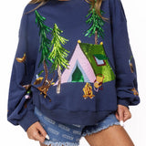 Navy Camp Site Sweatshirt | Queen Of Sparkles