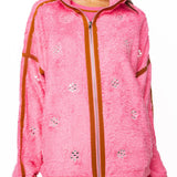 Hot Pink Rhinestone Zip Up Fleece | Queen Of Sparkles