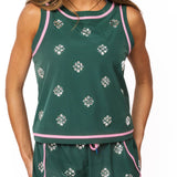 Charcoal Evergreen Rhinestone Active Tank | Queen Of Sparkles