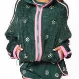 Charcoal & Pink Rhinestone Zip Up Fleece | Queen Of Sparkles