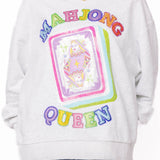 Grey 'Mahjong Queen' QOS Card Tile Sweatshirt | Queen Of Sparkles