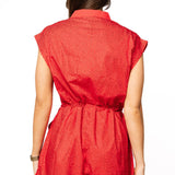 Red Rhinestone Zip Up Romper | Queen Of Sparkles