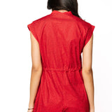 Crimson Rhinestone Zip Up Romper | Queen Of Sparkles