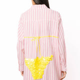 Pink Striped Yellow Paillette Bikini Tunic | Queen Of Sparkles