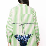 Green Stripe Navy Paillette Bikini Tunic | Queen Of Sparkles